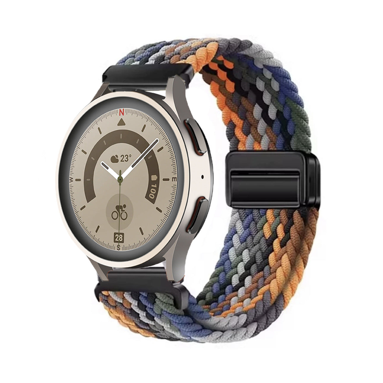 Magnetic buckle woven watch strap