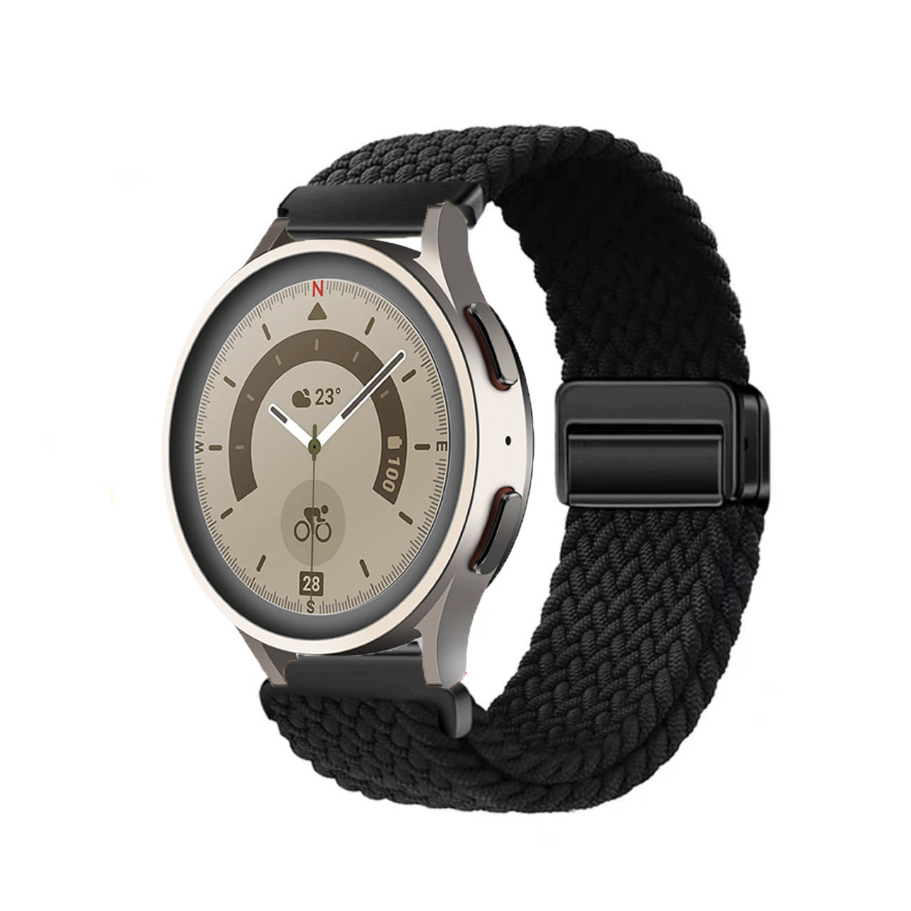 Magnetic buckle woven watch strap