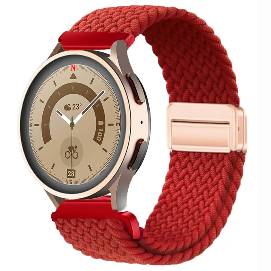 Magnetic buckle woven watch strap