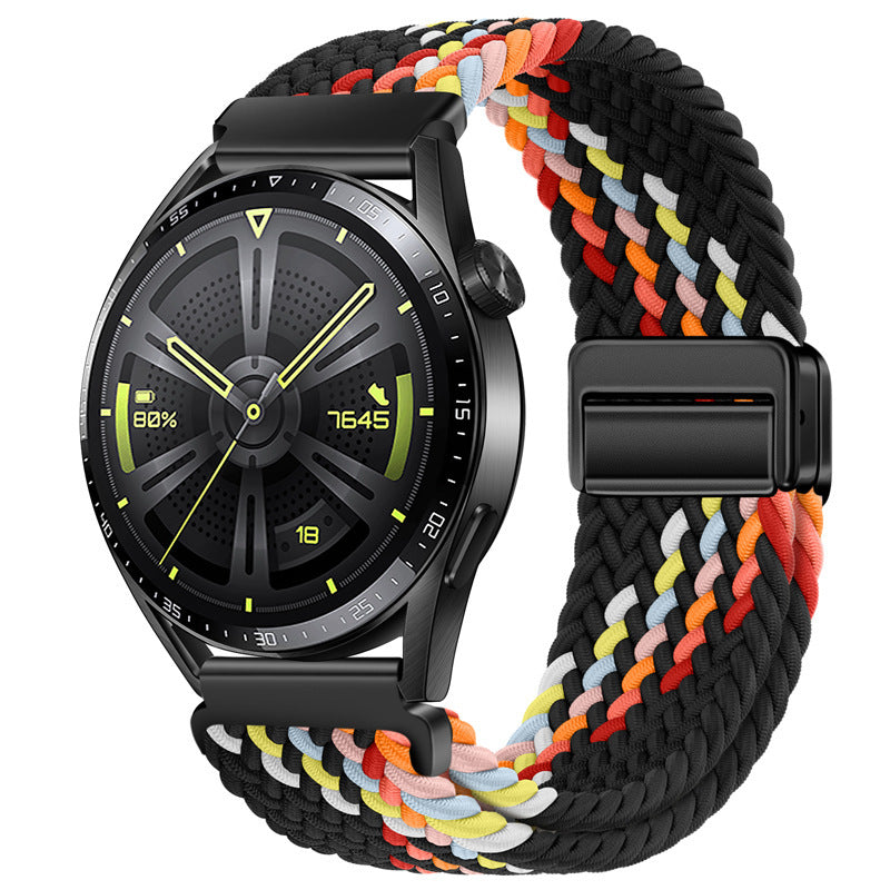 Magnetic buckle woven watch strap