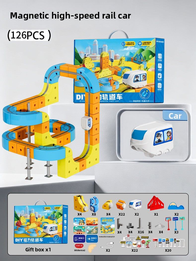 Magnetic Building Blocks Electric Train Toy
