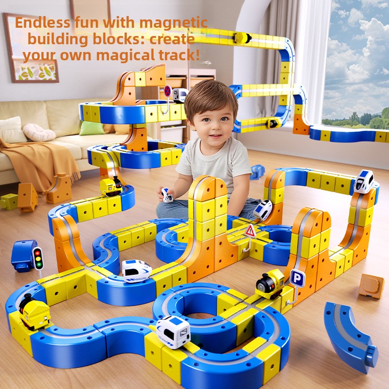 Magnetic Building Blocks Rail Train Set