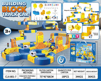 Magnetic Building Blocks Rail Train Set