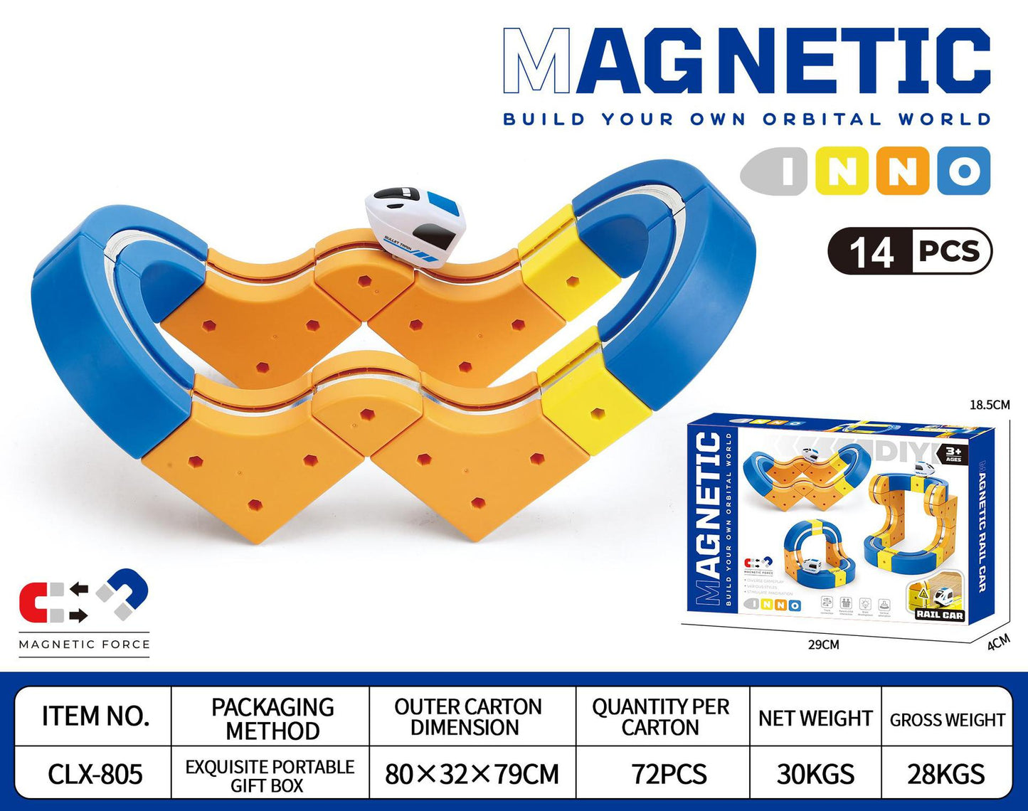 Magnetic Building Blocks Rail Train Set