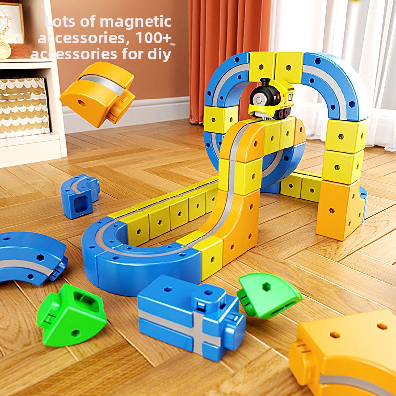 Magnetic Building Blocks Rail Train Set