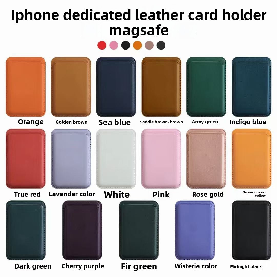 Magnetic Card Case for iPhone 12-15, PU Leather with Strong Hold