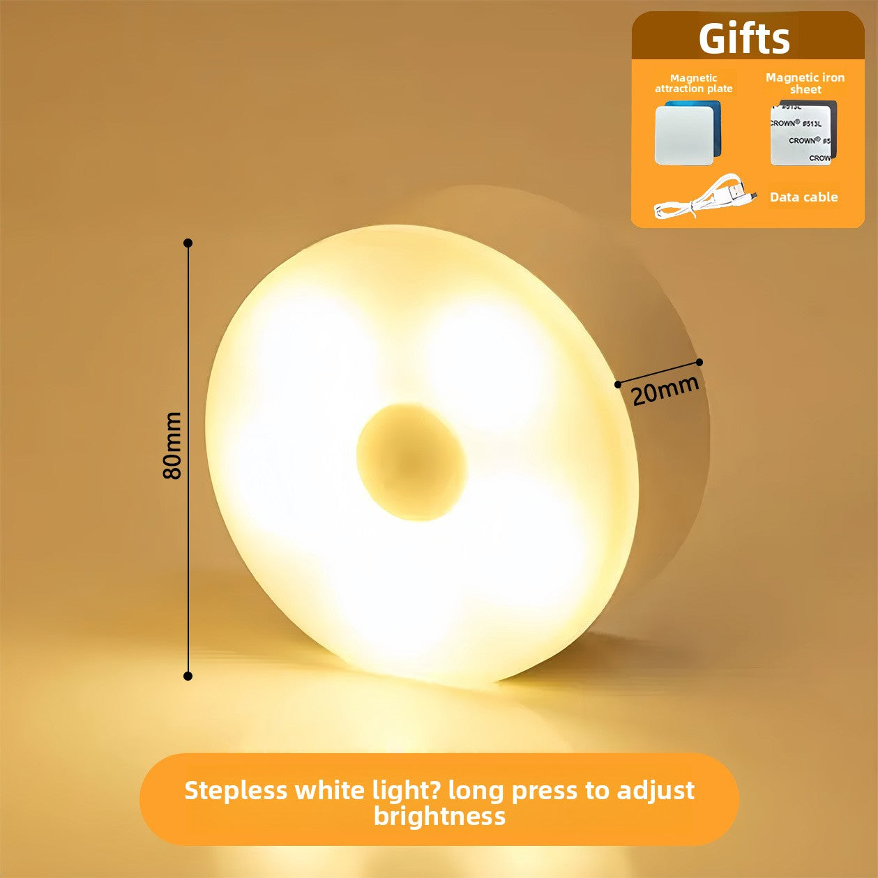 Magnetic Charging Induction Night Light with Adjustable Brightness