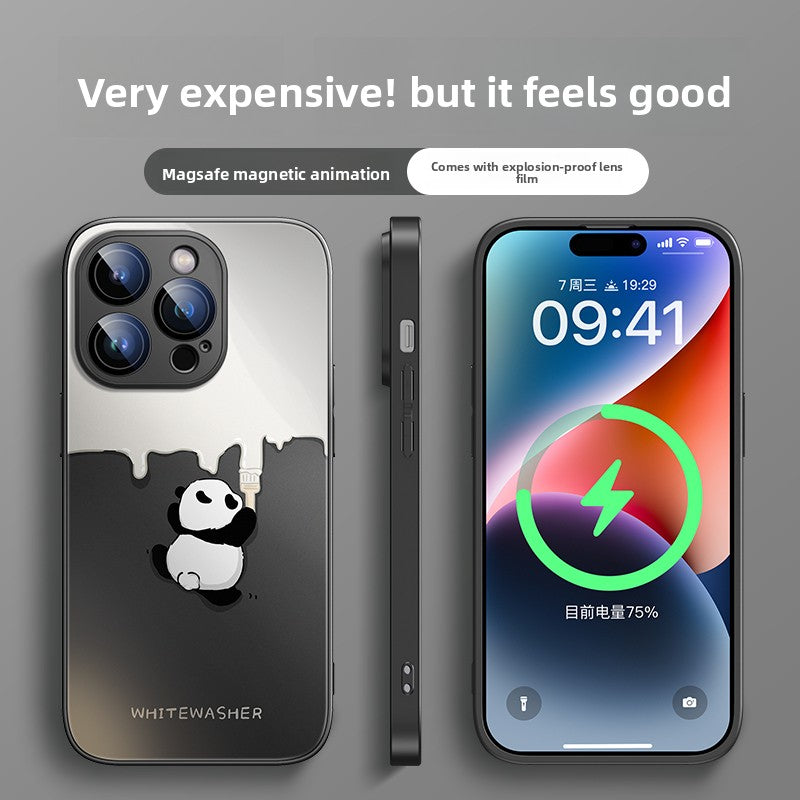 Magnetic charging panda phone case