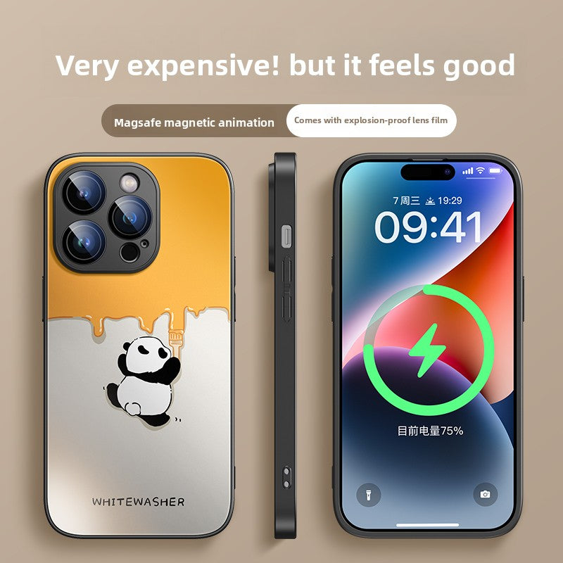 Magnetic charging panda phone case
