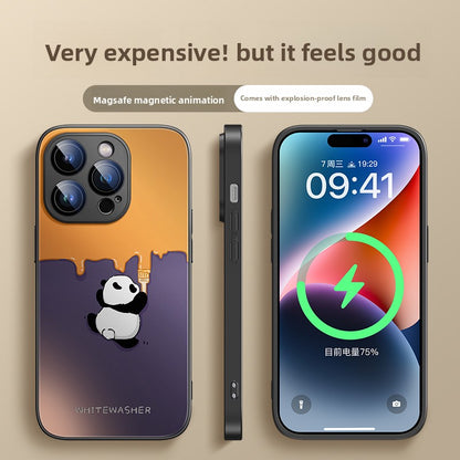 Magnetic charging panda phone case