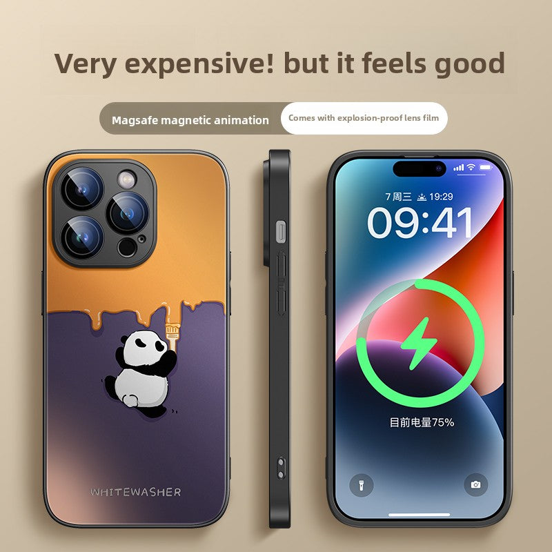 Magnetic charging panda phone case