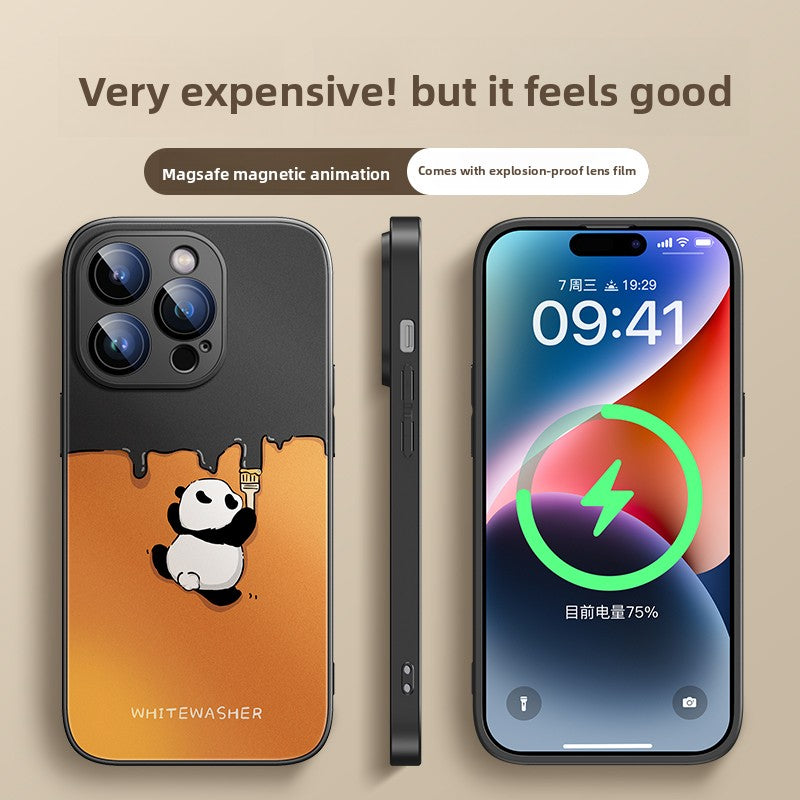 Magnetic charging panda phone case