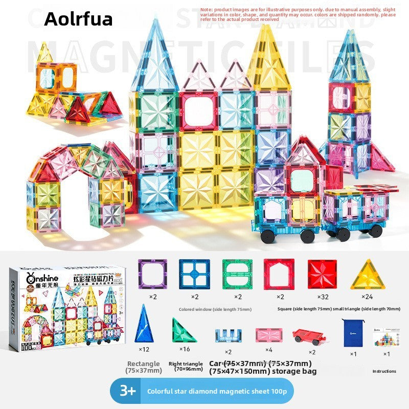 Magnetic Construction Blocks with Color Windows