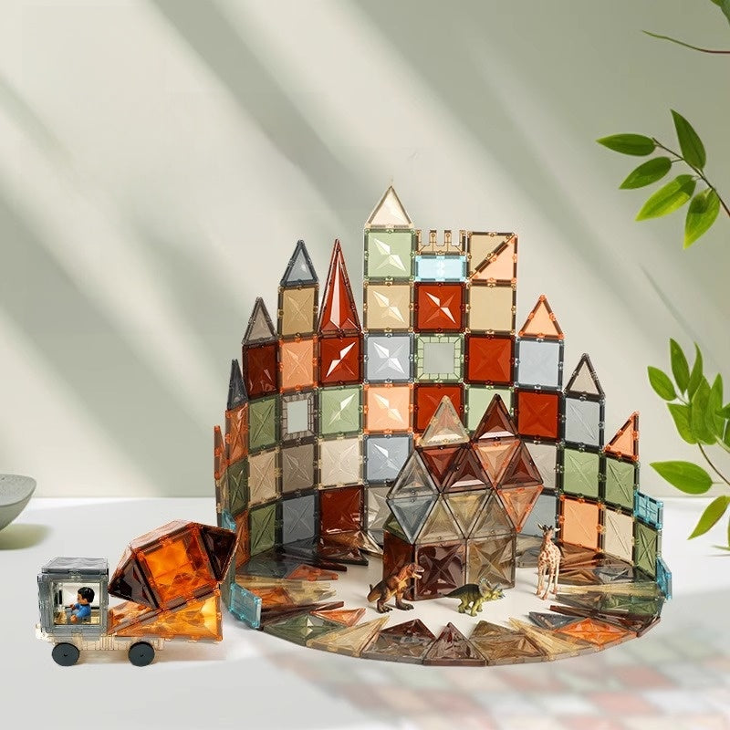 Magnetic Construction Blocks with Color Windows