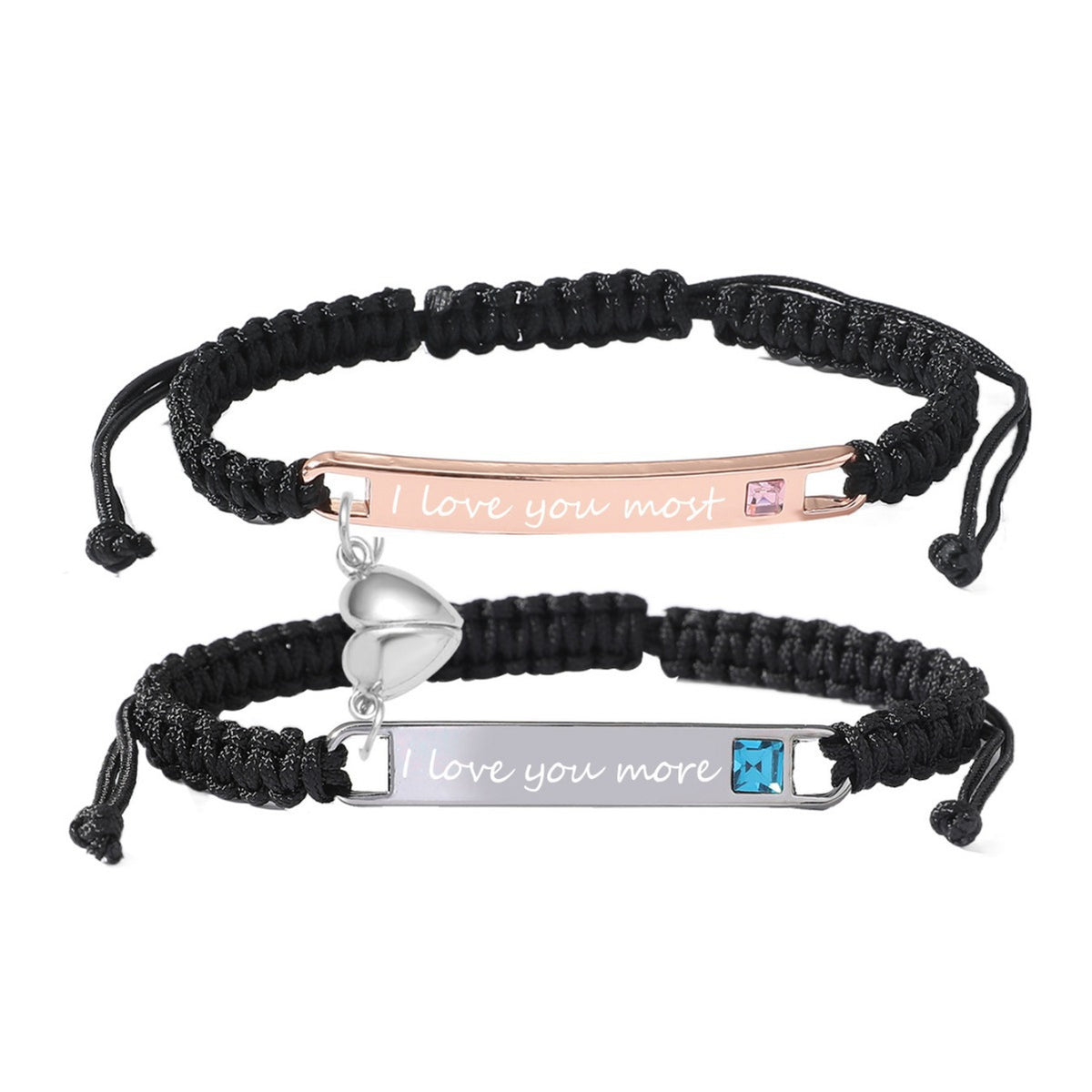 Magnetic Couple Bracelet Set with Nameplate