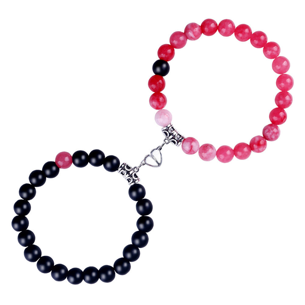 Magnetic Couple Bracelet with Stone Beads