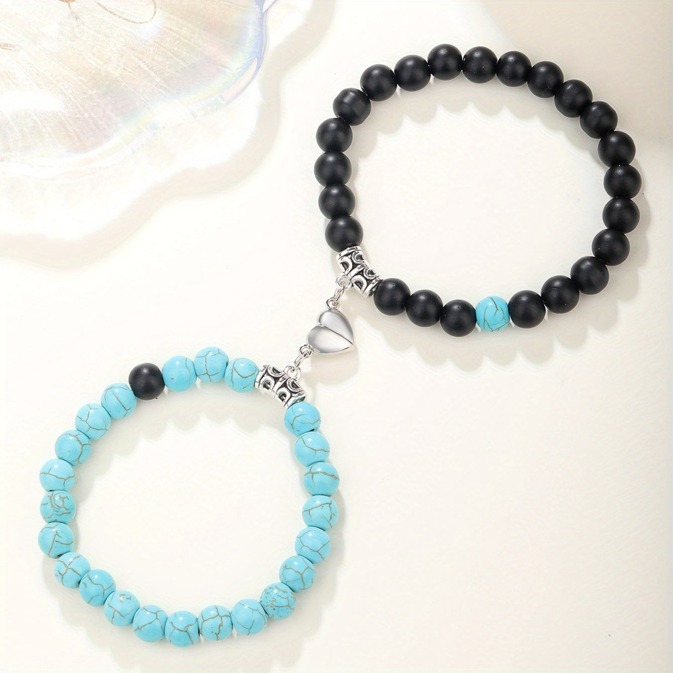 Magnetic Couple Bracelet with Stone Beads
