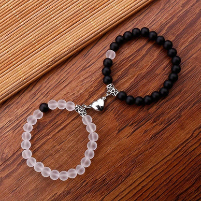 Magnetic Couple Bracelet with Stone Beads