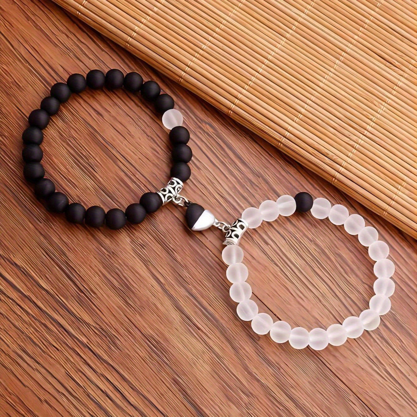 Magnetic Couple Bracelet with Stone Beads
