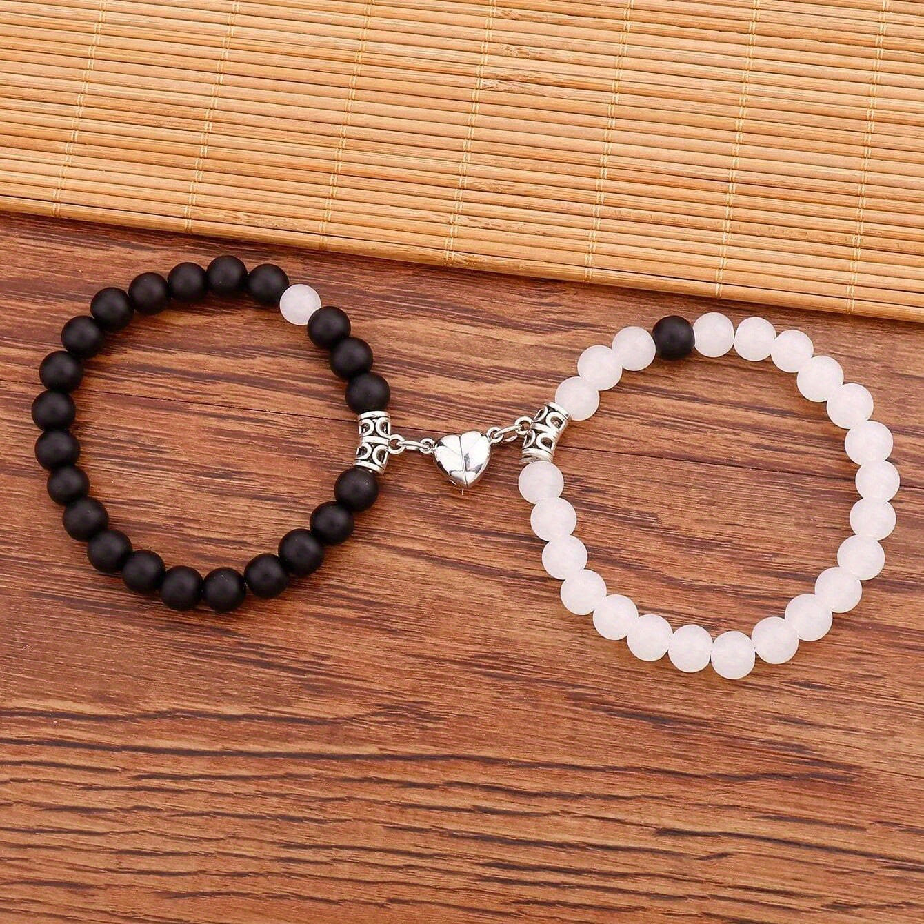 Magnetic Couple Bracelet with Stone Beads