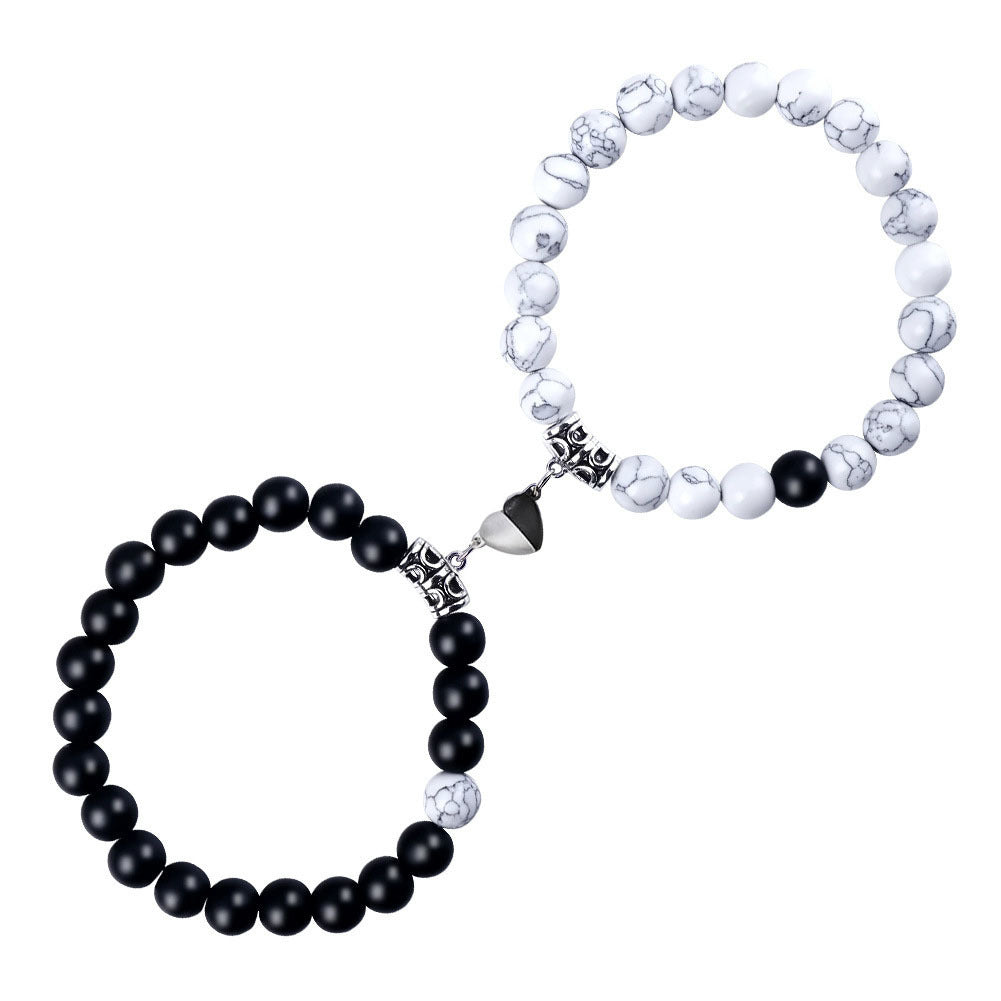 Magnetic Couple Bracelet with Stone Beads