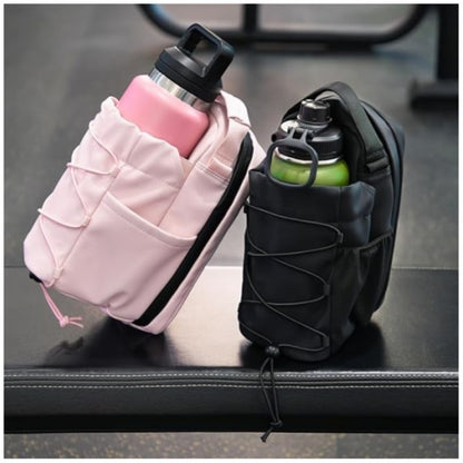 Magnetic Drawstring Water Bottle Pouch with Crossbody Strap