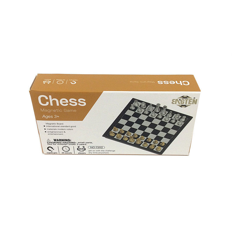 Magnetic Folding Chess Set with Gold Silver Pieces