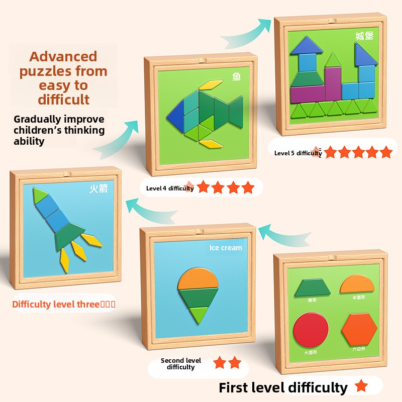 Magnetic Geometric Tangram Educational Wooden Toy