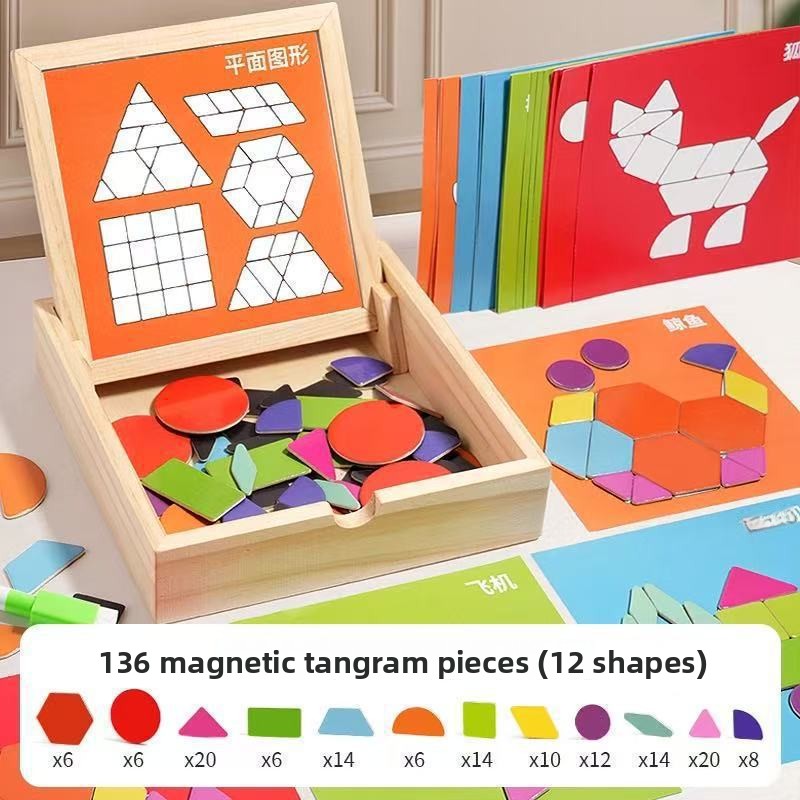 Magnetic Geometric Tangram Educational Wooden Toy