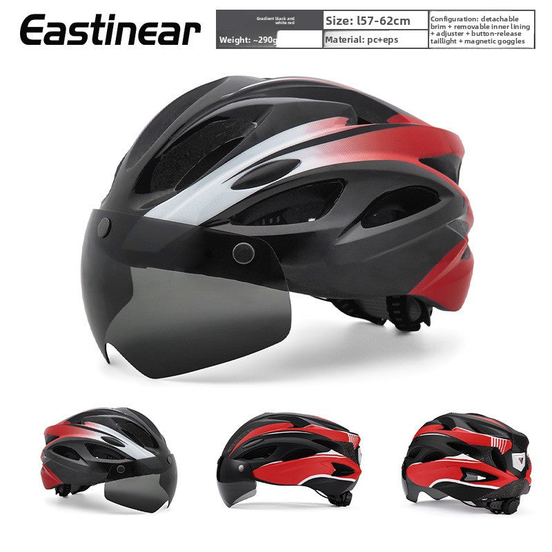 Magnetic Goggles Bicycle Helmet with Tail Light