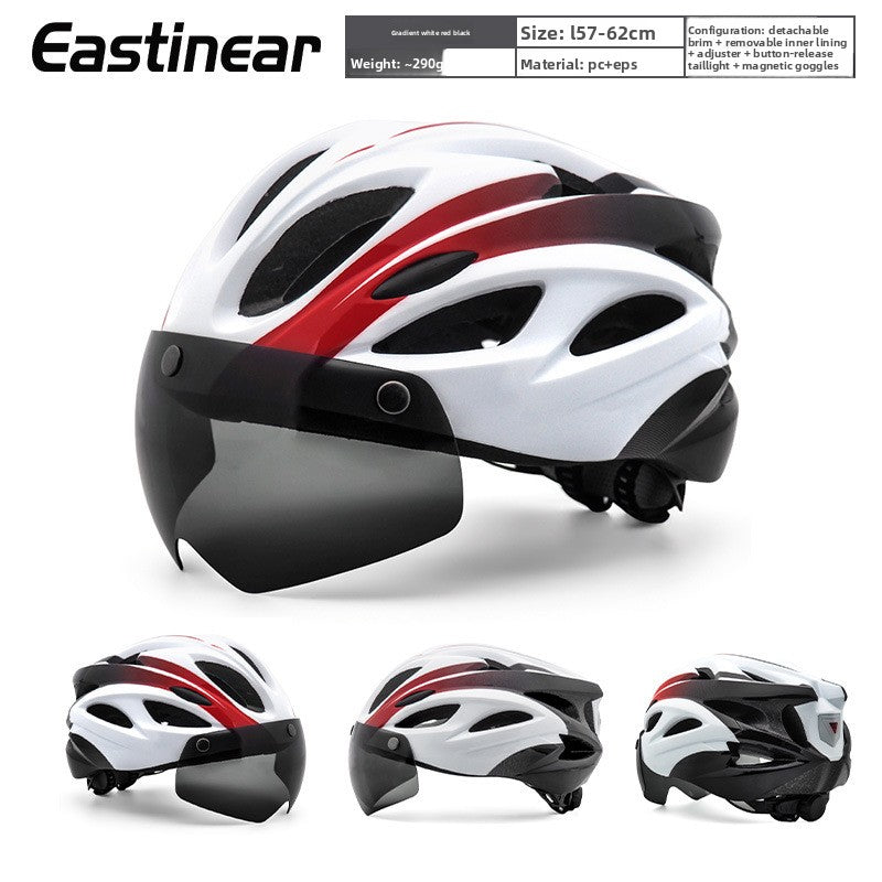 Magnetic Goggles Bicycle Helmet with Tail Light