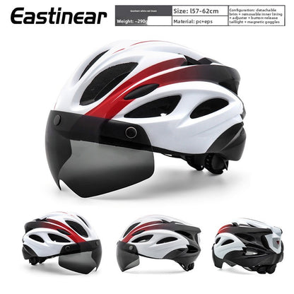 Magnetic Goggles Bicycle Helmet with Tail Light