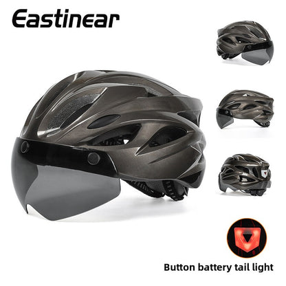 Magnetic Goggles Bicycle Helmet with Tail Light