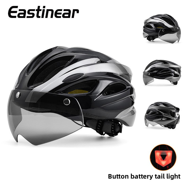 Magnetic Goggles Bicycle Helmet with Tail Light