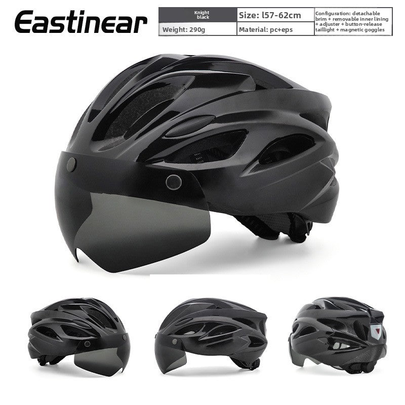 Magnetic Goggles Bicycle Helmet with Tail Light