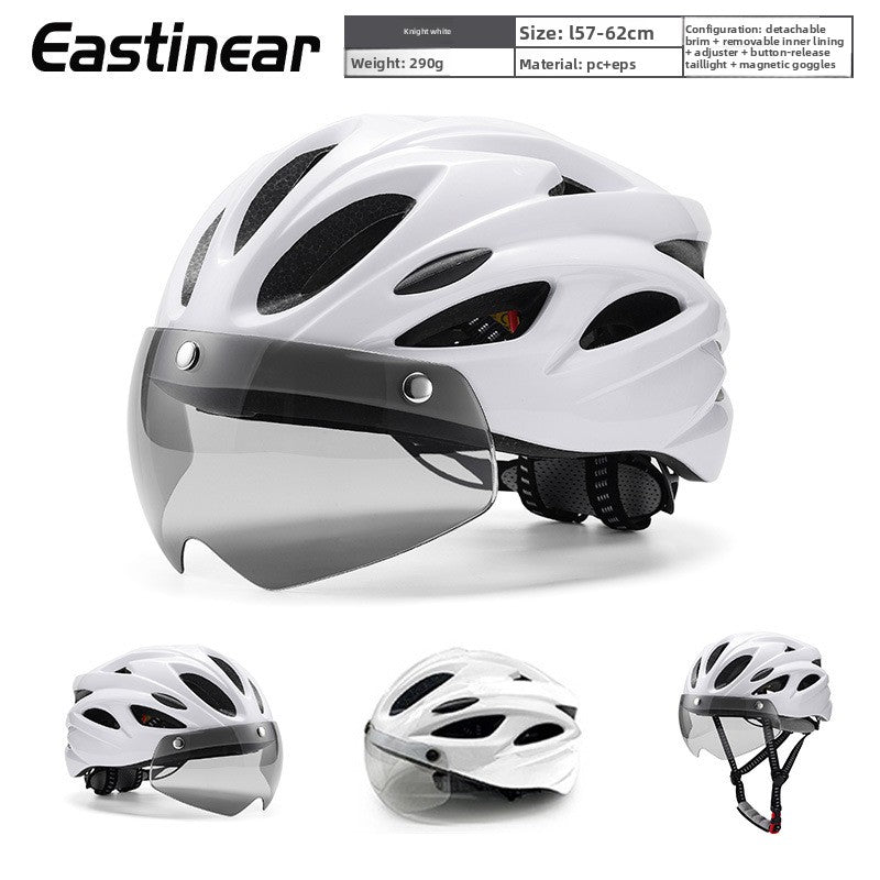 Magnetic Goggles Bicycle Helmet with Tail Light