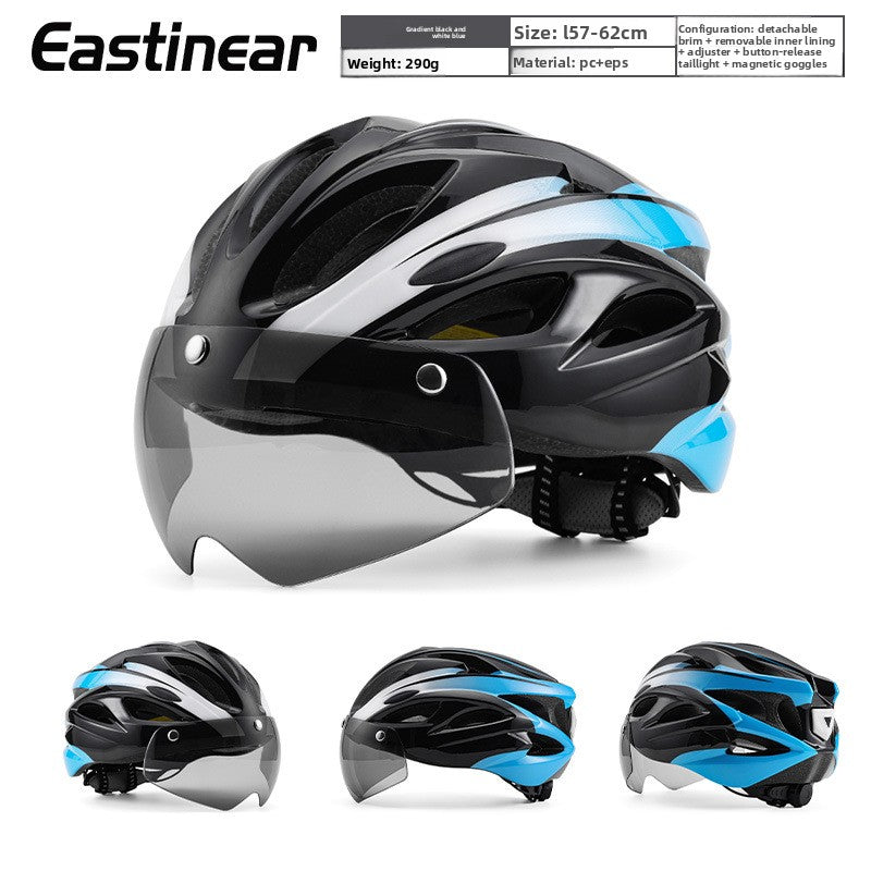 Magnetic Goggles Bicycle Helmet with Tail Light