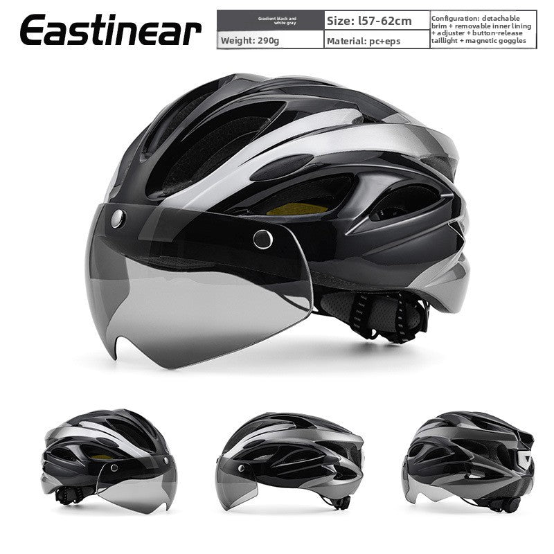 Magnetic Goggles Bicycle Helmet with Tail Light