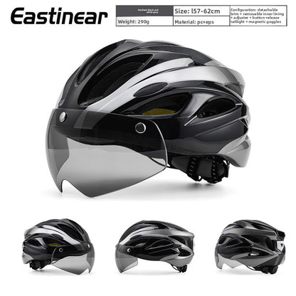 Magnetic Goggles Bicycle Helmet with Tail Light