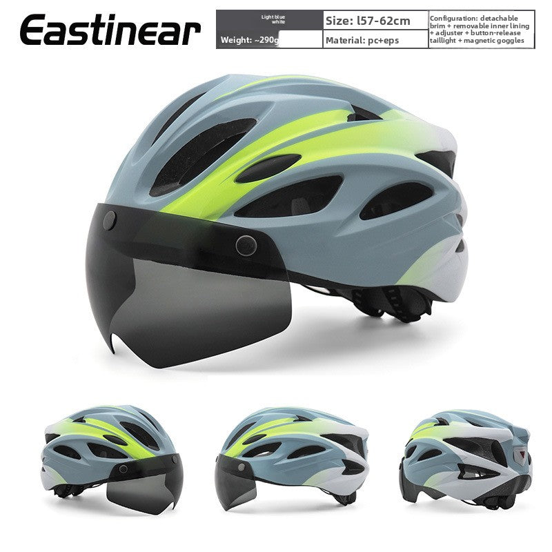 Magnetic Goggles Bicycle Helmet with Tail Light