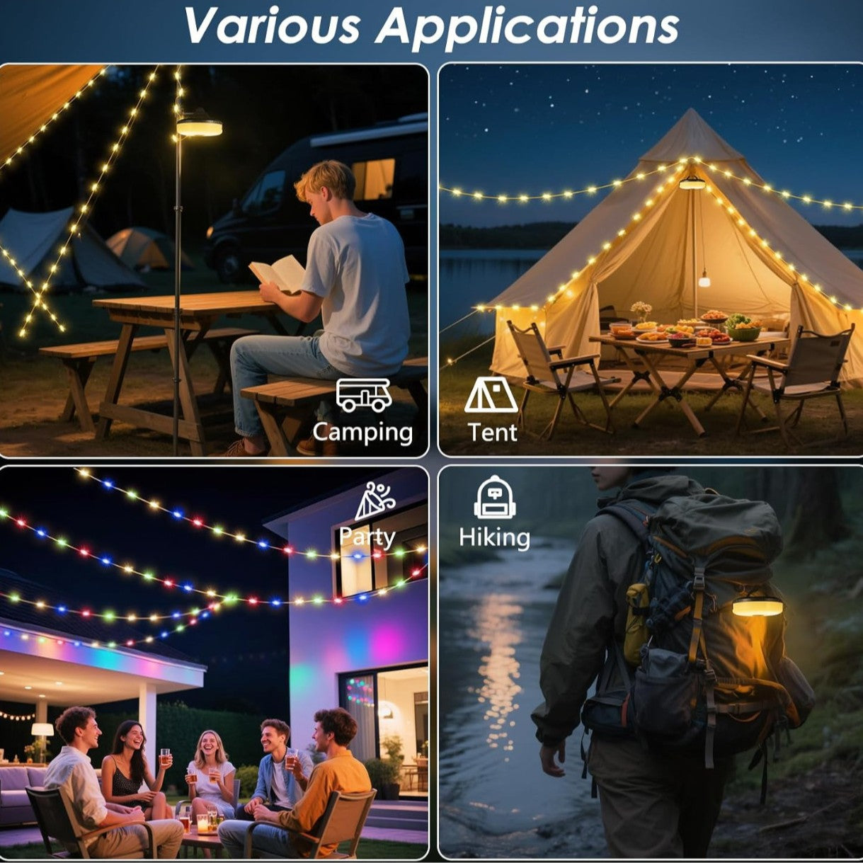 Magnetic Hanging Camping Light with USB Charging