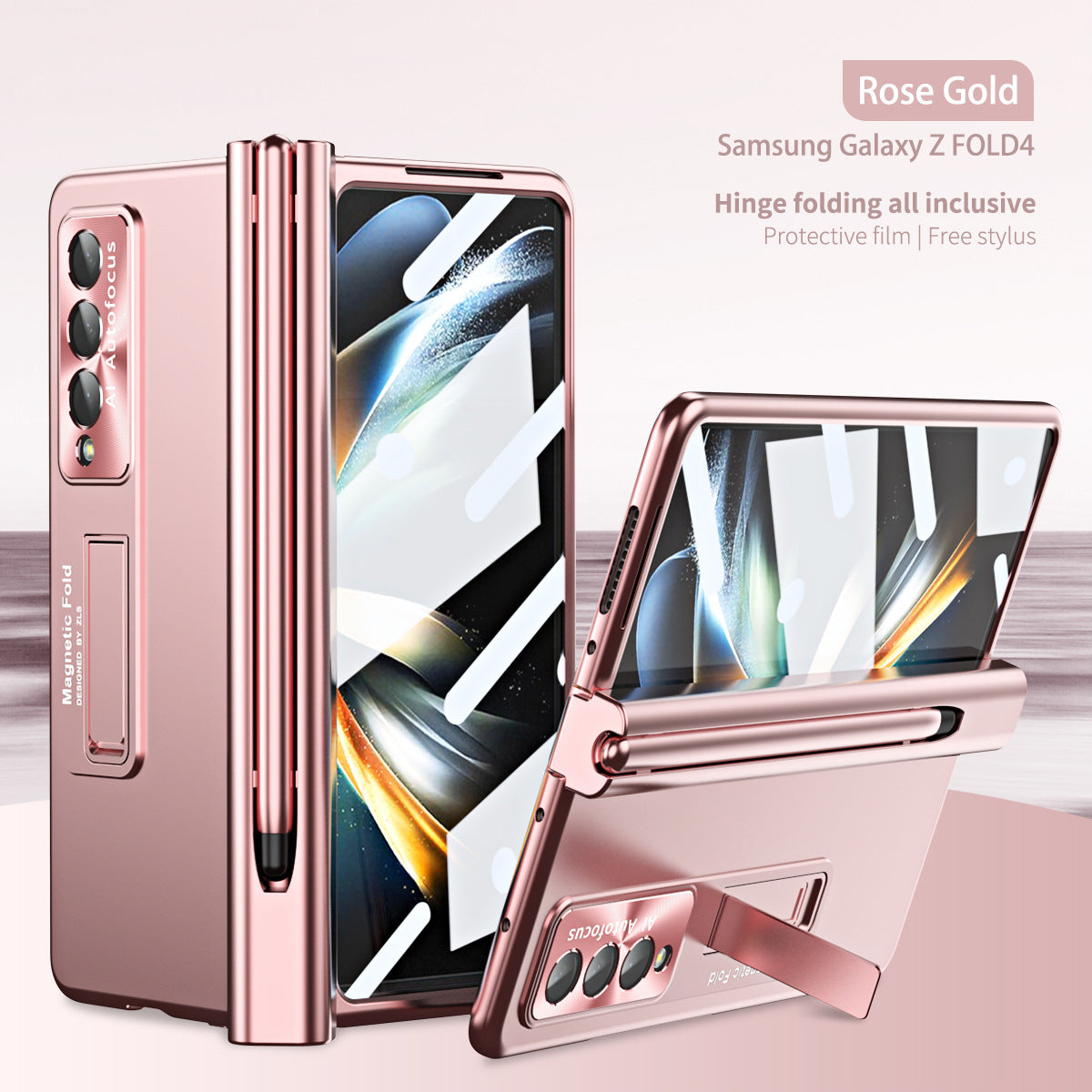 Magnetic Hinge Phone Case for Samsung Z Fold4/Fold3 with Pen Slot