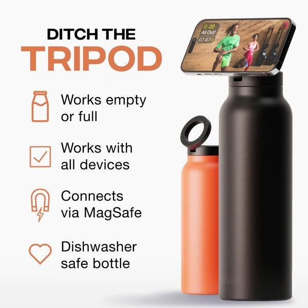 Magnetic Insulated Water Bottle with Phone Holder