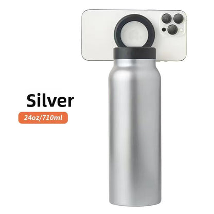 Magnetic Insulated Water Bottle with Phone Holder