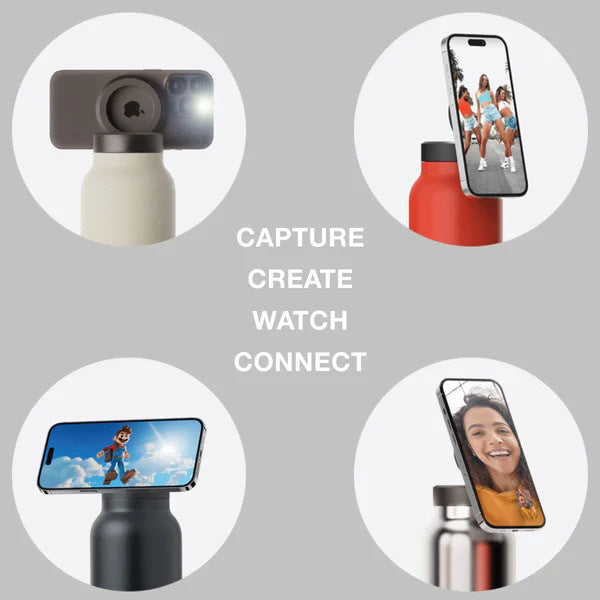 Magnetic Insulated Water Bottle with Phone Holder