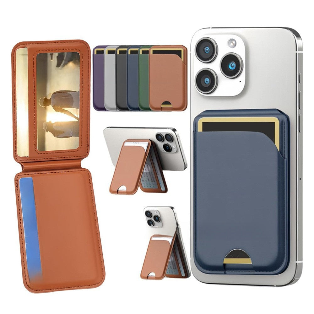 Magnetic Leather Card Holder with Stand for iPhone