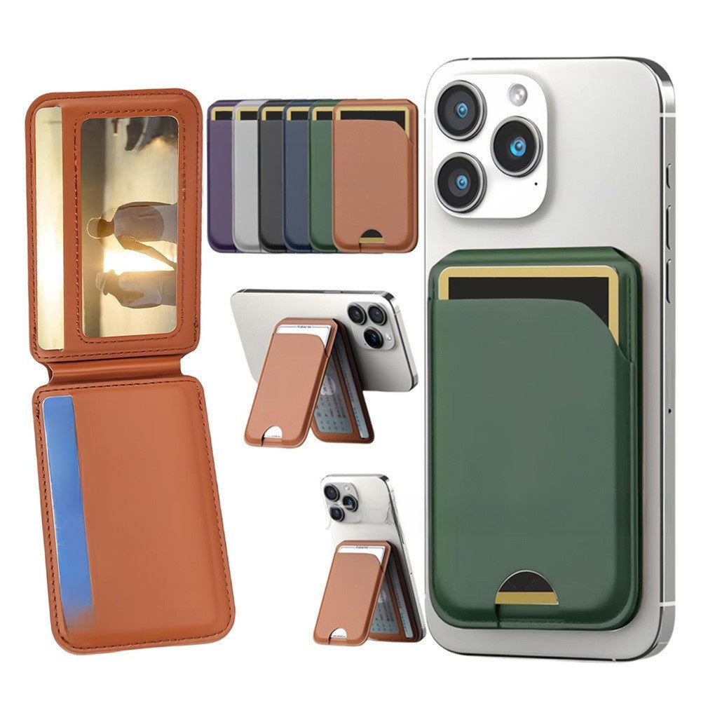 Magnetic Leather Card Holder with Stand for iPhone