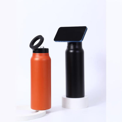 Magnetic Lid Insulated Sports Water Bottle with Phone Holder
