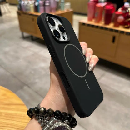 Magnetic Liquid Silicone iPhone Case with Camera Button