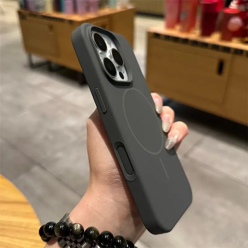 Magnetic Liquid Silicone iPhone Case with Camera Button